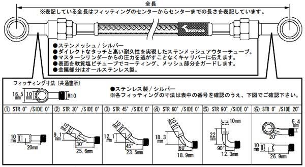 KITACO ステンメッシュブレーキホース(フロント) 773-1115100 KITACO ステンメッシュブレーキホース(フロント) 773-1115100